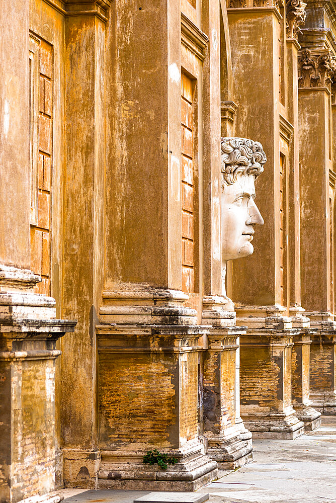 Giant bust of Emperor Augustus. Vatican Museums, Vatican City State, Rome, Lazio, Italy, Europe