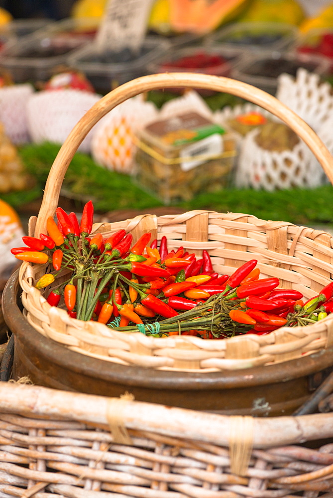 Chilli peppers on display at Campo de Fiori Market, Rome, Lazio, Italy, Europe