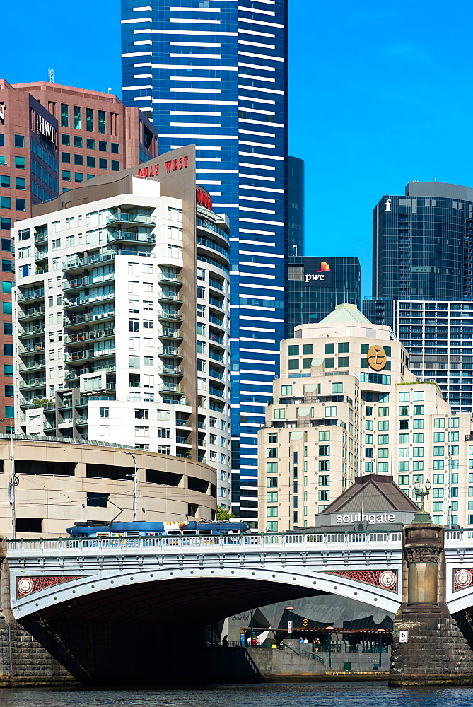 Melbourne city commercial and banking district, with Princes Bridge, Melbourne, Victoria, Australia, Pacific