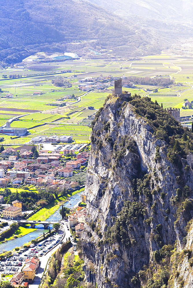 Castle of Arco from Mount Colodri, Arco di Trento, Trento Province, Trentino-Alto Adige, Italy, Europe