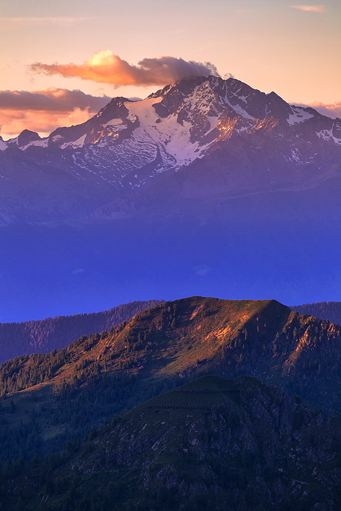 Mount Disgrazia at sunset, Valgerola, Orobie Alps, Valtellina, Lombardy, Italy, Europe