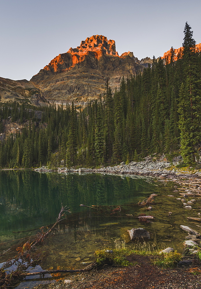 Lake O'Hara at sunset, Yoho National Park, UNESCO World Heritage Site, British Columbia, Canadian Rockies, Canada, North America