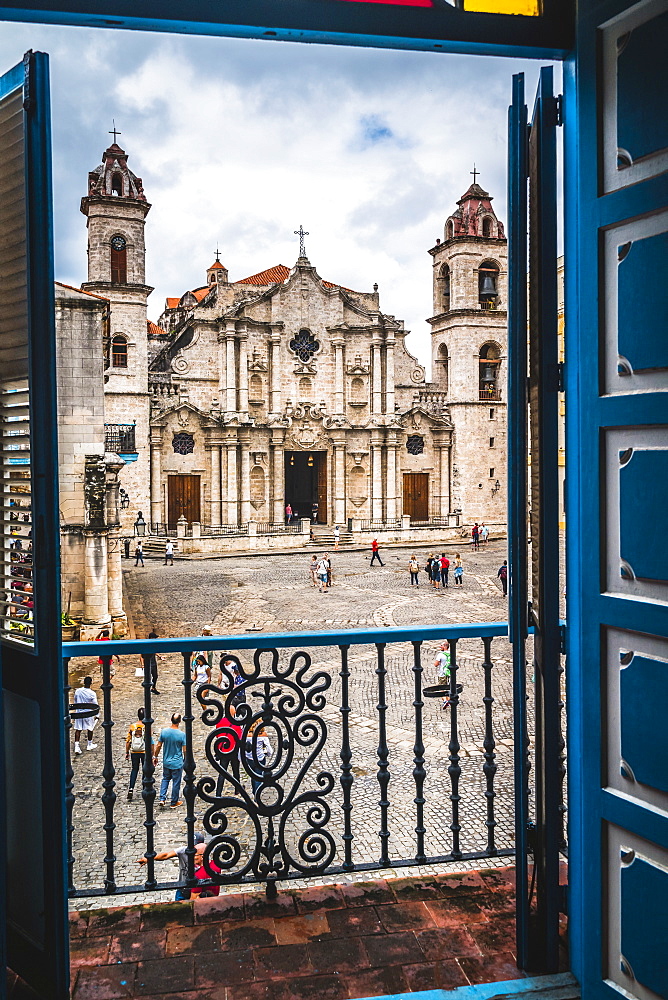 La Catedral de la Virgen Maria from Colonial Art Museum, Old Havana, Cuba, West Indies, Caribbean, Central America