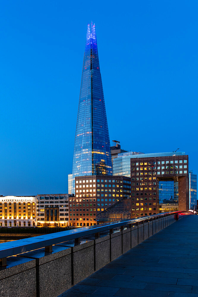 The Shard and London Bridge at sunrise, London, England, United Kingdom, Europe