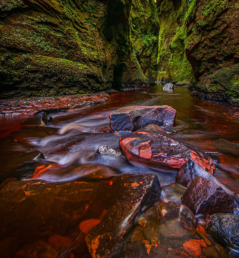 The gorge at Finnich Glen, known as Devils Pulpit near Killearn, Stirling, Scotland, United Kingdom, Europe