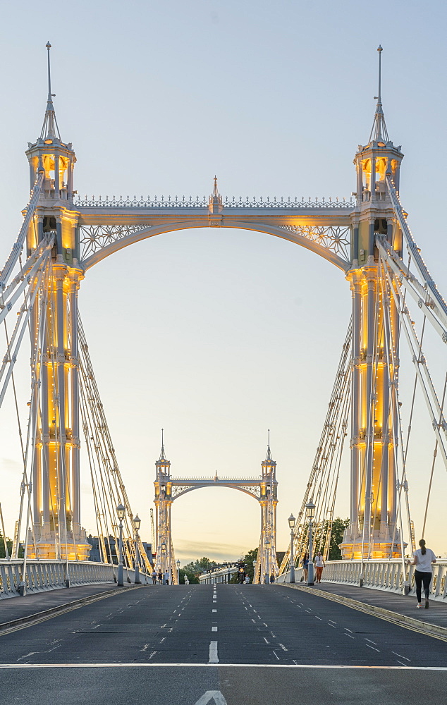 Illuminated Albert Bridge, London, England, United Kingdom, Europe