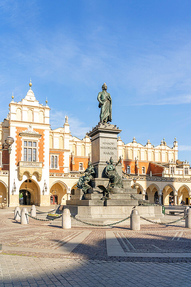 The Old Town Square and Adam Mickiewicz Monument, UNESCO World Heritage Site, Krakow, Poland, Europe