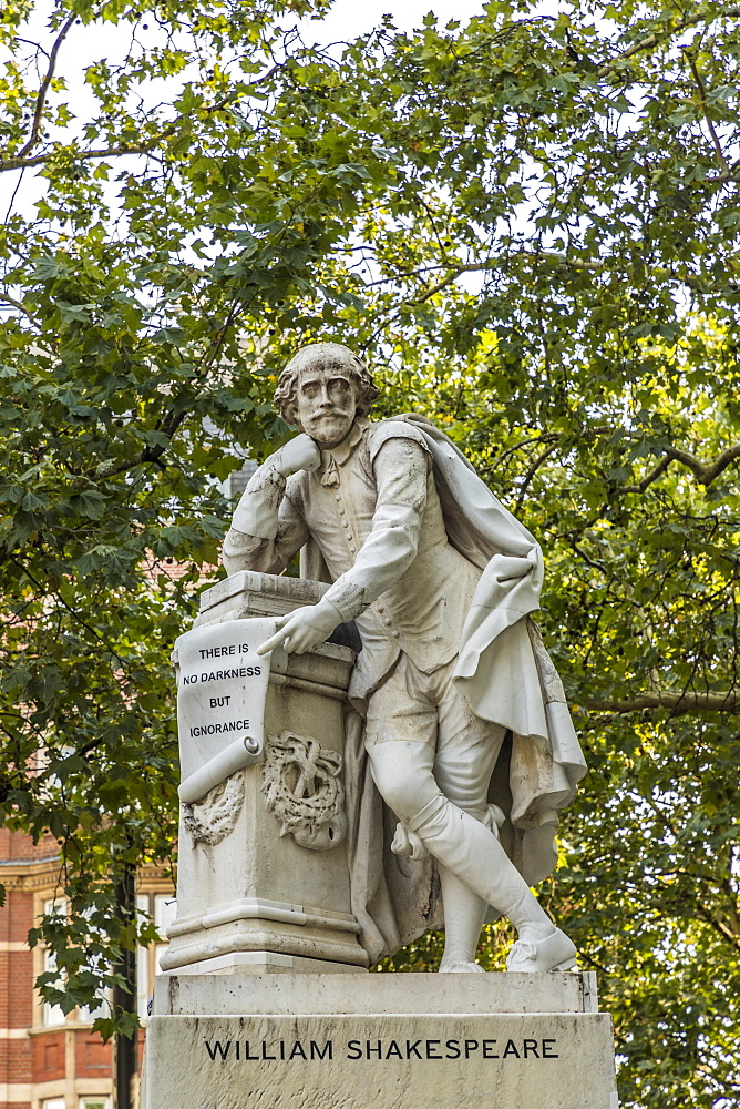 The William Shakespeare statue in Leicester Square, London, England, United Kingdom, Europe