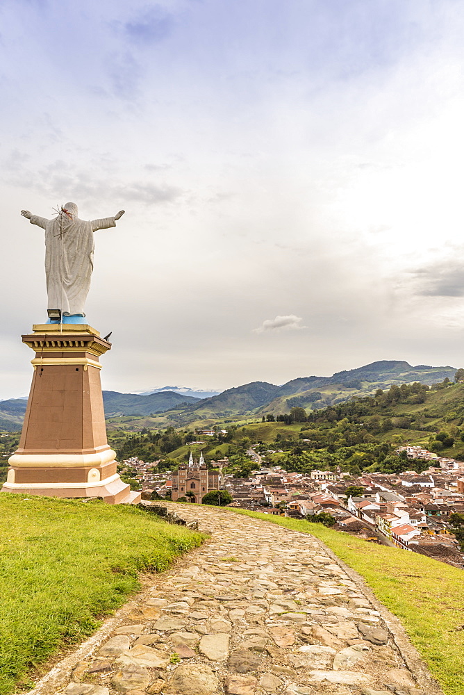 The view from Christ Statue hill, Morro El Salvador, in Jerico, Antioquia, Colombia, South America