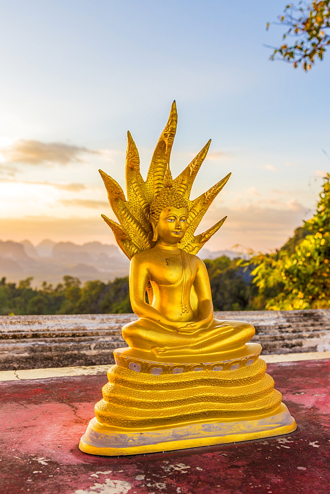 A statue of Buddha at the Tiger Cave Temple in Krabi, Thailand, Southeast Asia, Asia