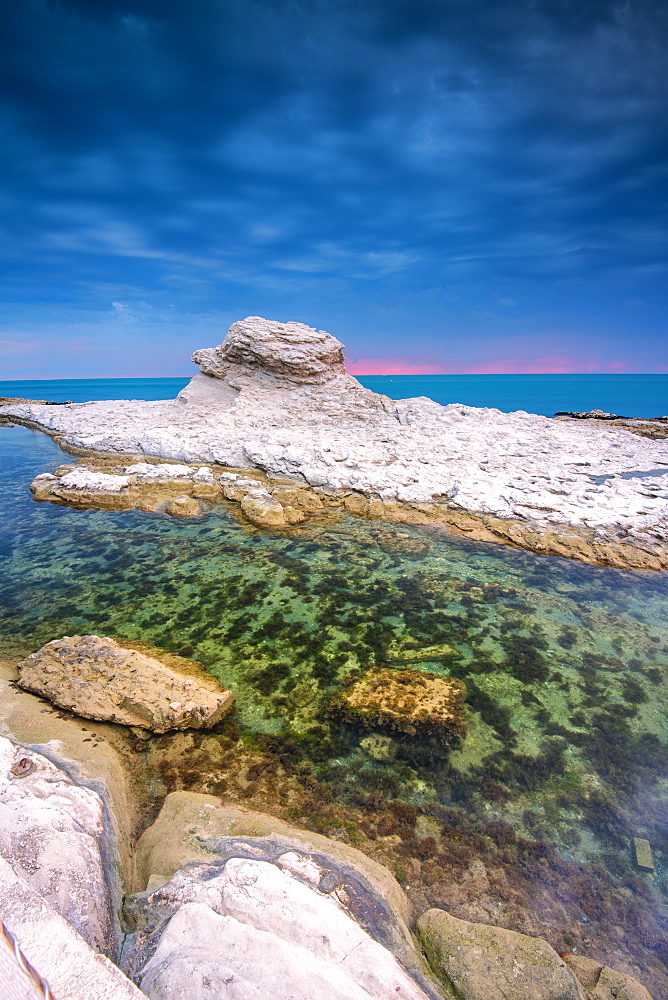 Seggiola del Papa at dawn, Ancona province in Marche Region, Adriatic Sea, Marche, Italy, Europe