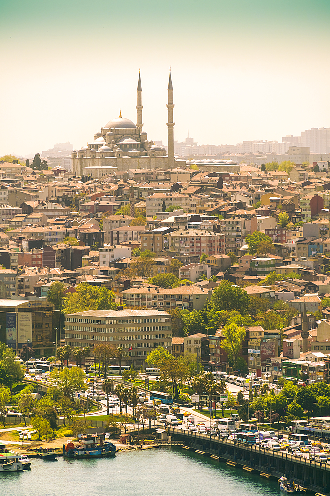 Suleymaniye Mosque, UNESCO World Heritage Site, seen from a helicopter, Istanbul, Turkey, Europe