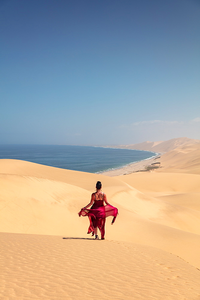 Model within Sandwich Harbour, Skeleton Coast, Namibia, Africa