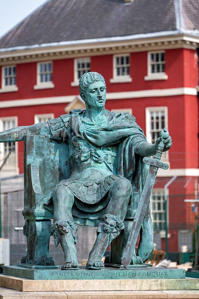 Statue of Constantine The Great the first Roman emperor to convert to Christianity, York Minster City of York, North Yorkshire