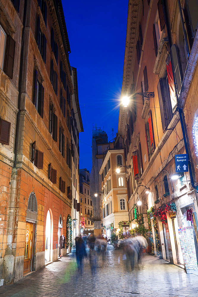 Via Del Pantheon at night, Rome, Lazio, Italy, Europe