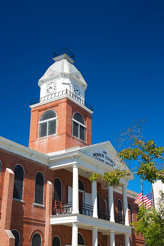 Victorian brick-built clock tower of the Monroe County Court House, Old Town, Key West, Florida Keys, Florida, United States of America, North America