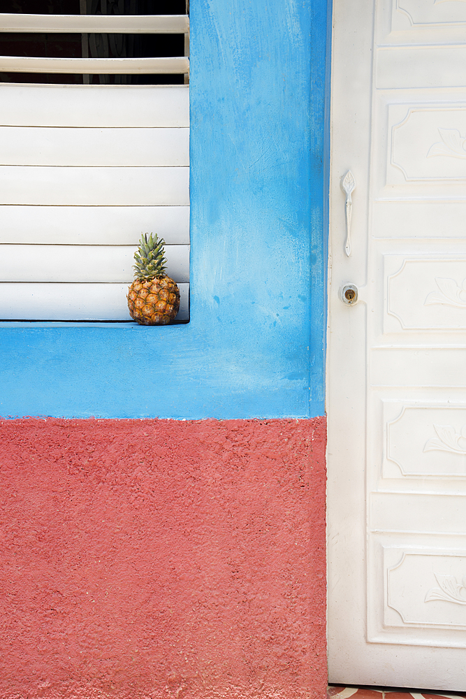 Pineapple on a windowsill in Trinidad, Cuba, West Indies, Caribbean, Central America