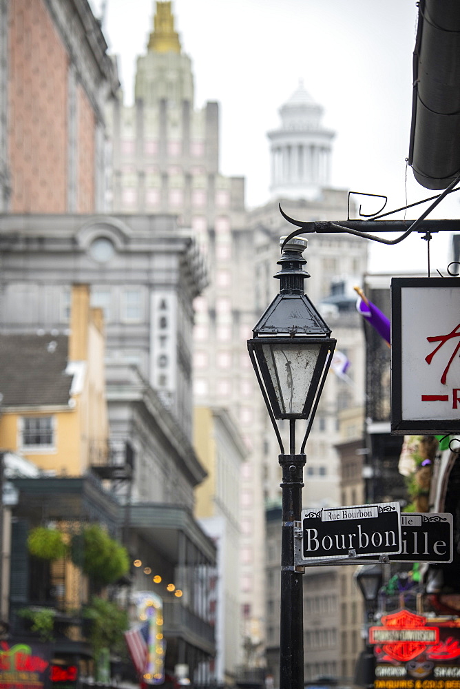 Bourbon Street, the epicenter of nightlife in the French Quarter of New Orleans, Louisiana, United States of America, North America