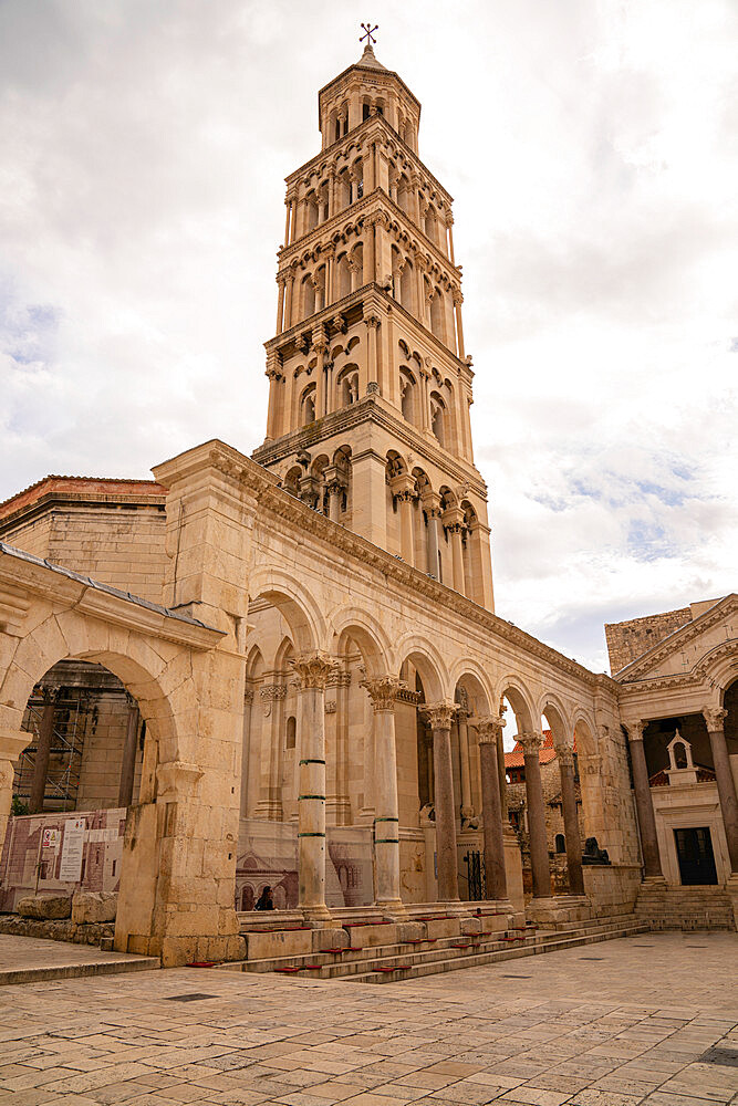 Saint Domnius Bell Tower in old historic downtown, UNESCO World Heritage Site, Split, Croatia, Europe