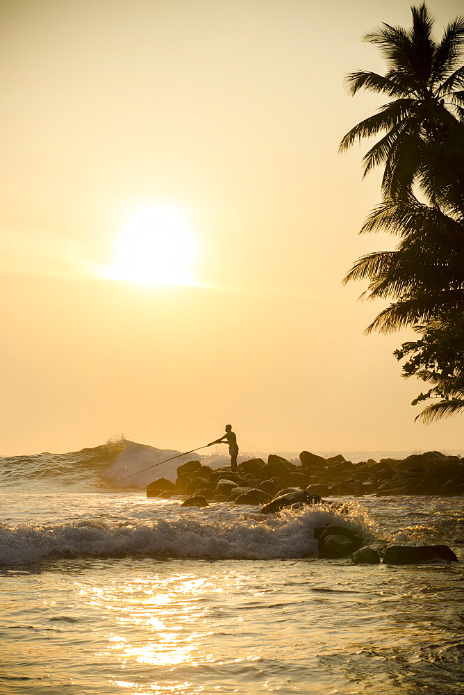 Fisherman on Talalla Beach, Sri Lanka, Asia