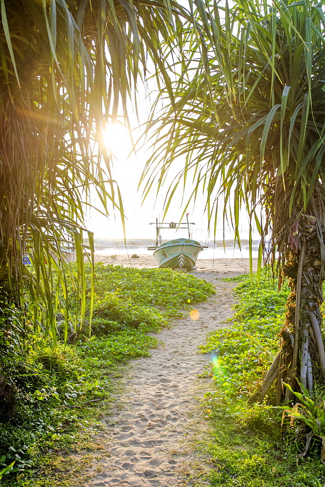 Boat on Talalla Beach, Sri Lanka, Asia