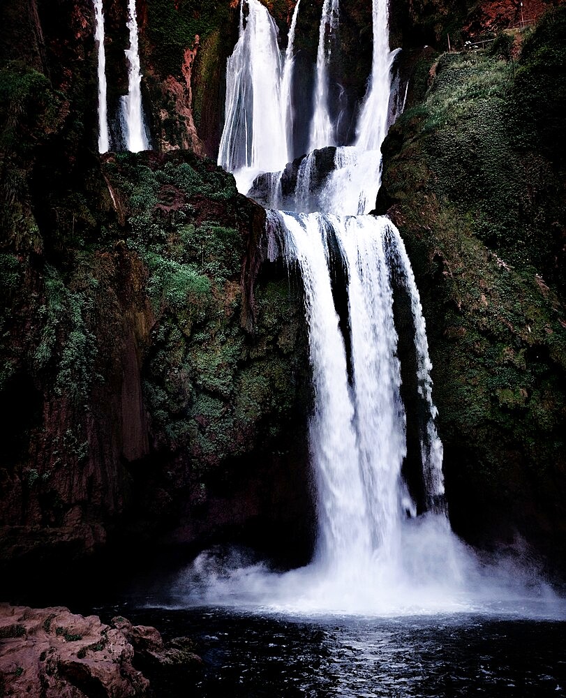 Ouzoud waterfall after sunset, Ouzoud, Morocco, North Africa, Africa