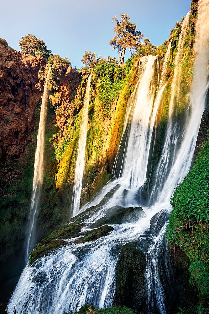 Ouzoud waterfall at sunset, Ouzoud, Morocco, North Africa, Africa