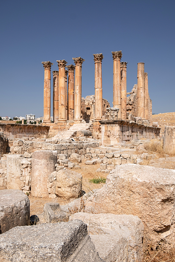 Temple of Artemis inside the archaeological site of Jerash, Jordan, Middle East