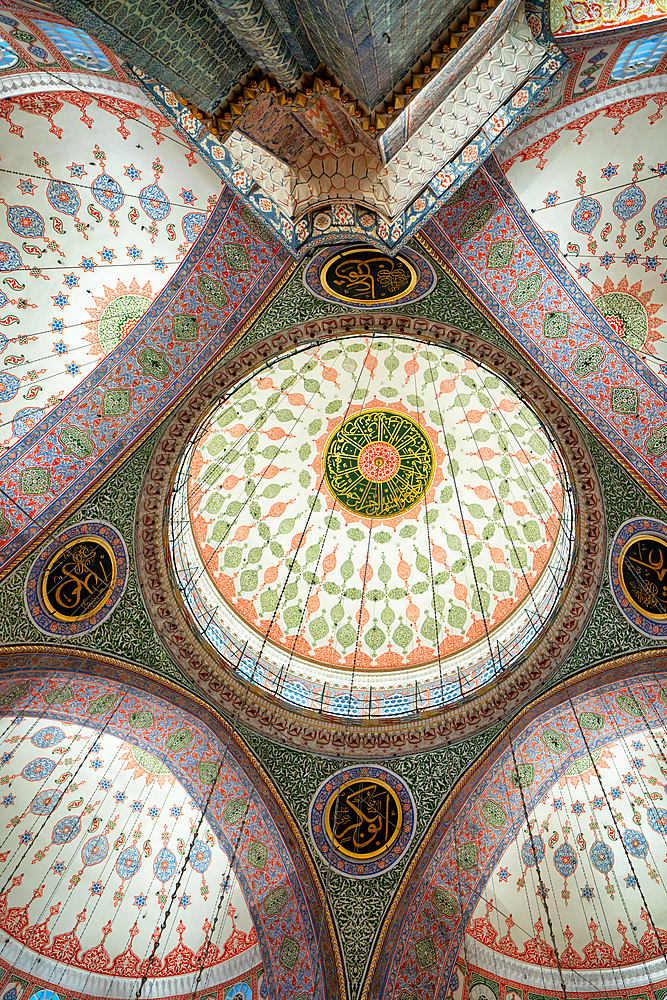 Yeni mosque interior ceiling in Istanbul, Turkey