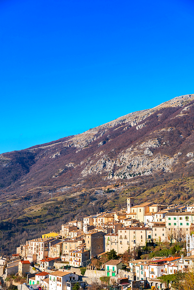 Barrea historic village in Abruzzo National Park mountains, Abruzzo, Italy, Europe