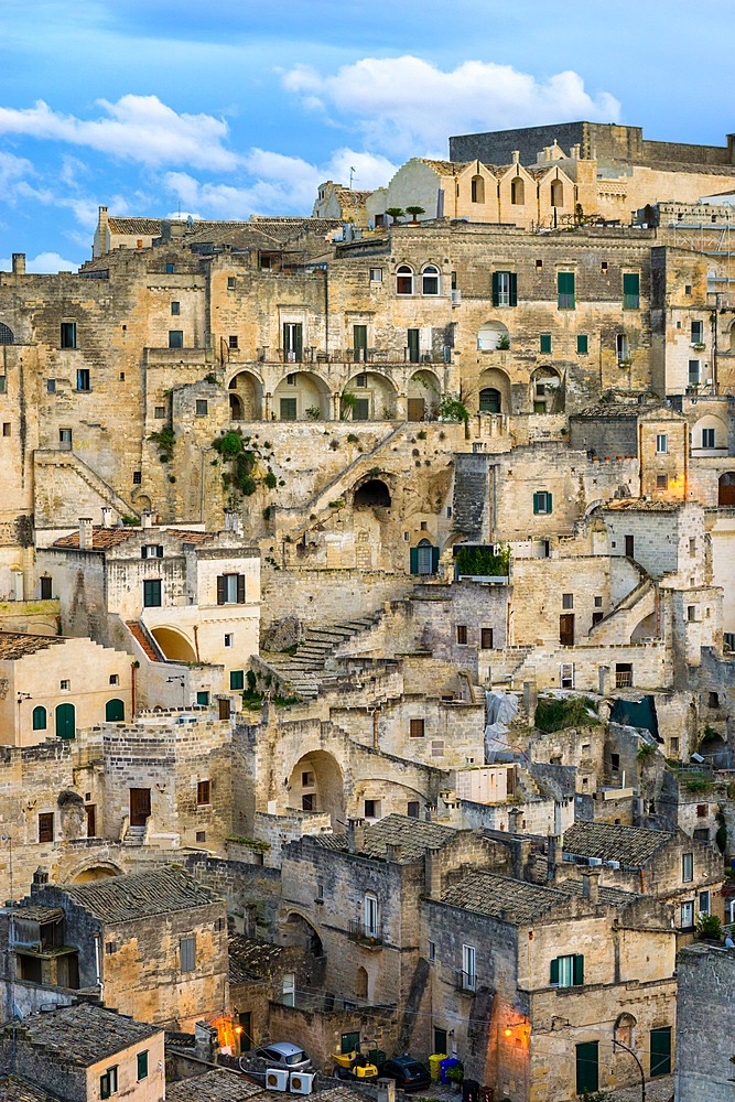 Matera ancient city traditional stone houses in detail, in Italy