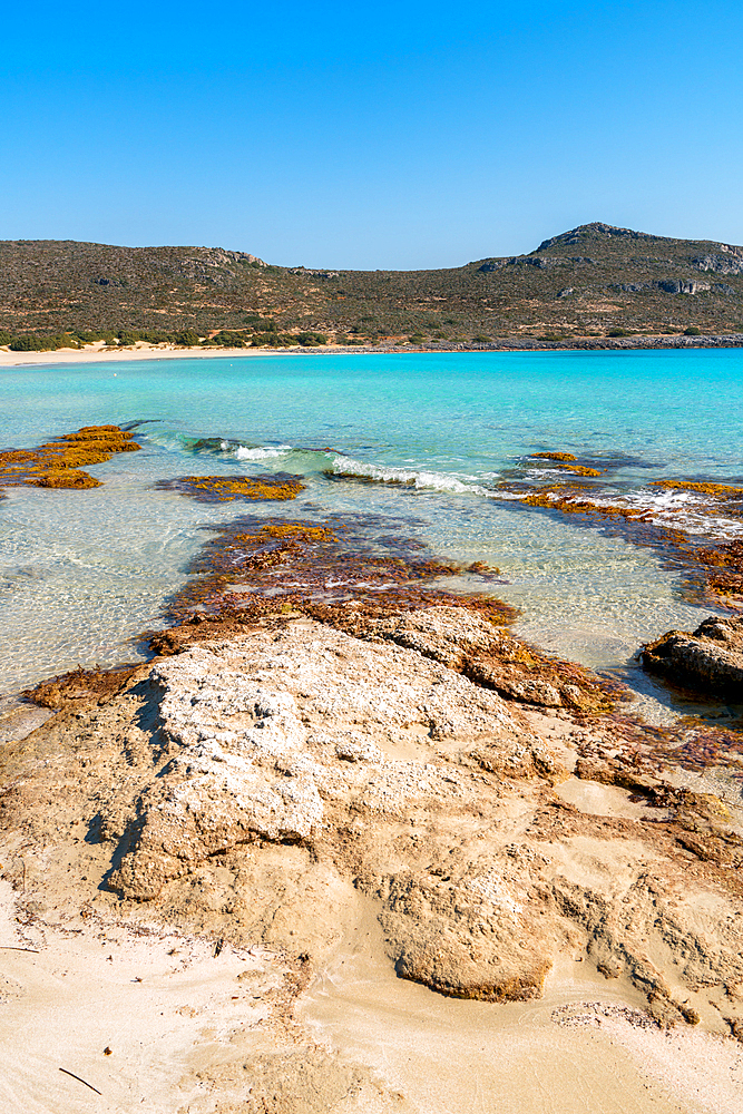 Simos beach with turquoise water in Elafonisos island, Greece