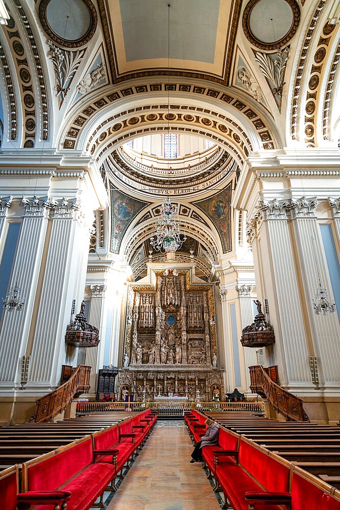 Basilica del Pilar Cathedral building interior details, Zaragoza, Aragon, Spain, Europe