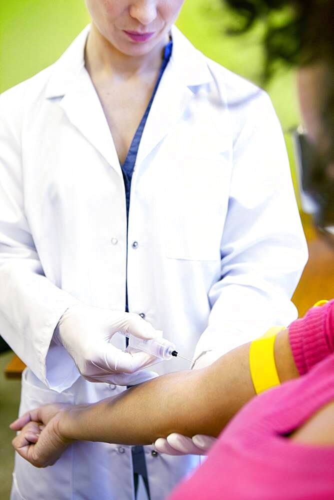 Blood specimen in a woman