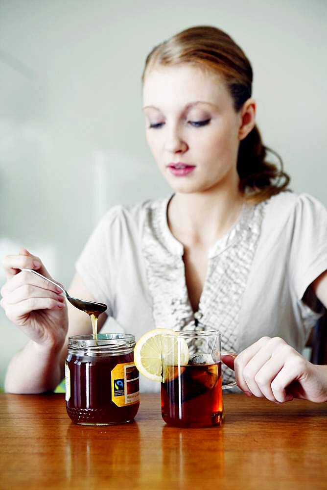 Woman with hot drink