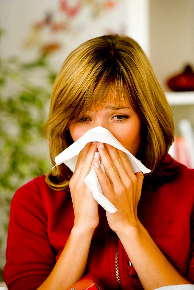 Woman  with rhinitis