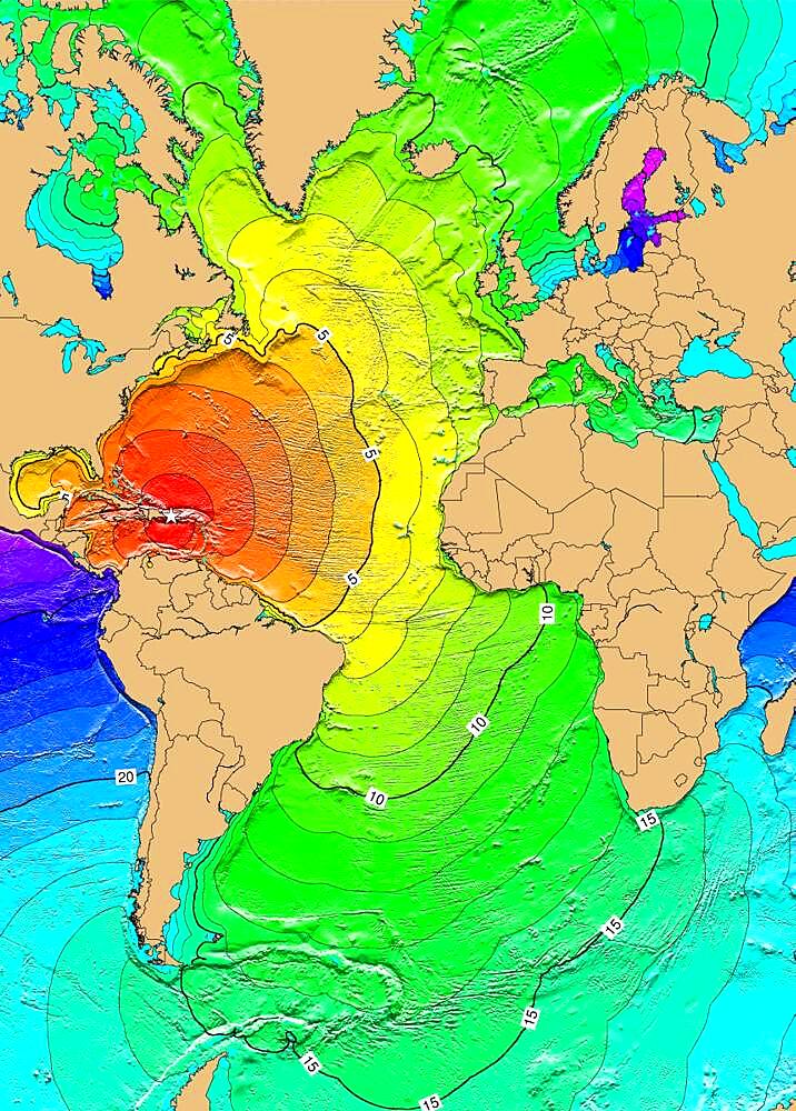 Tsunami Map, Puerto Rico Earthquake, 1918