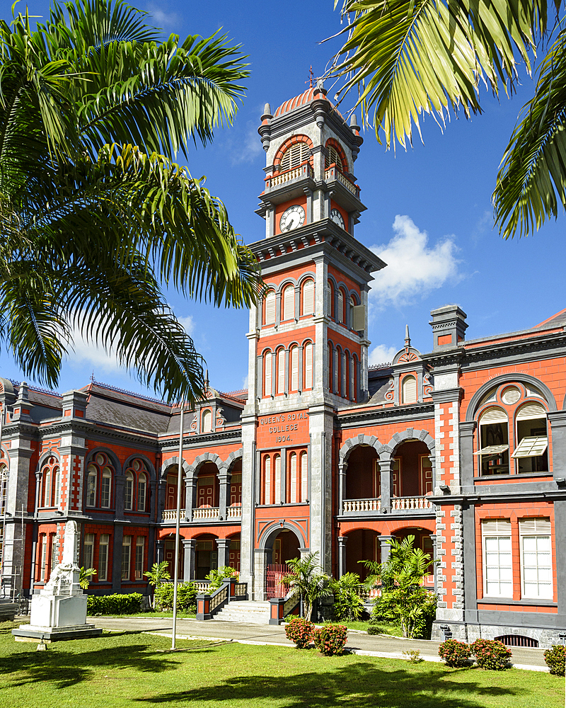 Queens Royal College, one of the Magificent Seven historical buildings in Port of Spain on Trinidad island, Trinidad and Tobago.