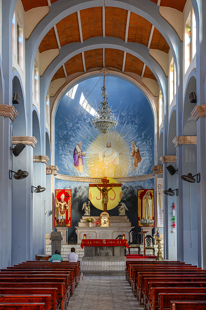 Interior of Parroquia de San Blas, the Catholic church on the main plaza in San Blas, Riviera Nayarit, Mexico.