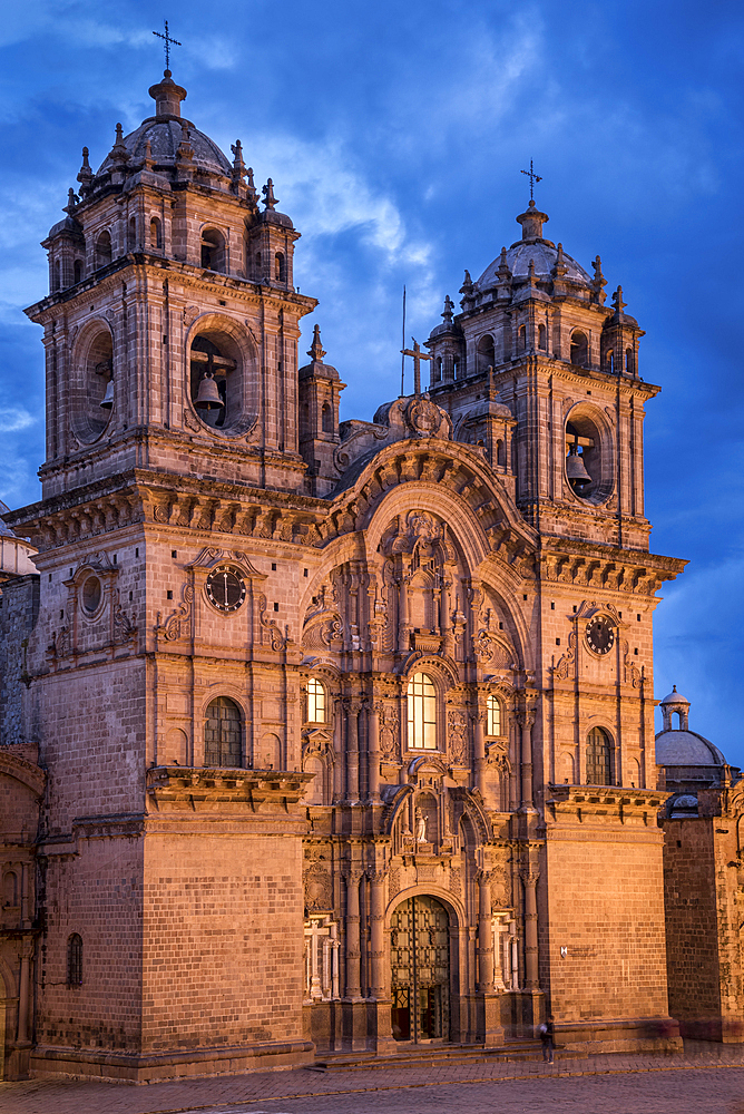 Iglesia de La CompaÃ±ia de Jesus on Plaza de Armas in Cusco, Peru.