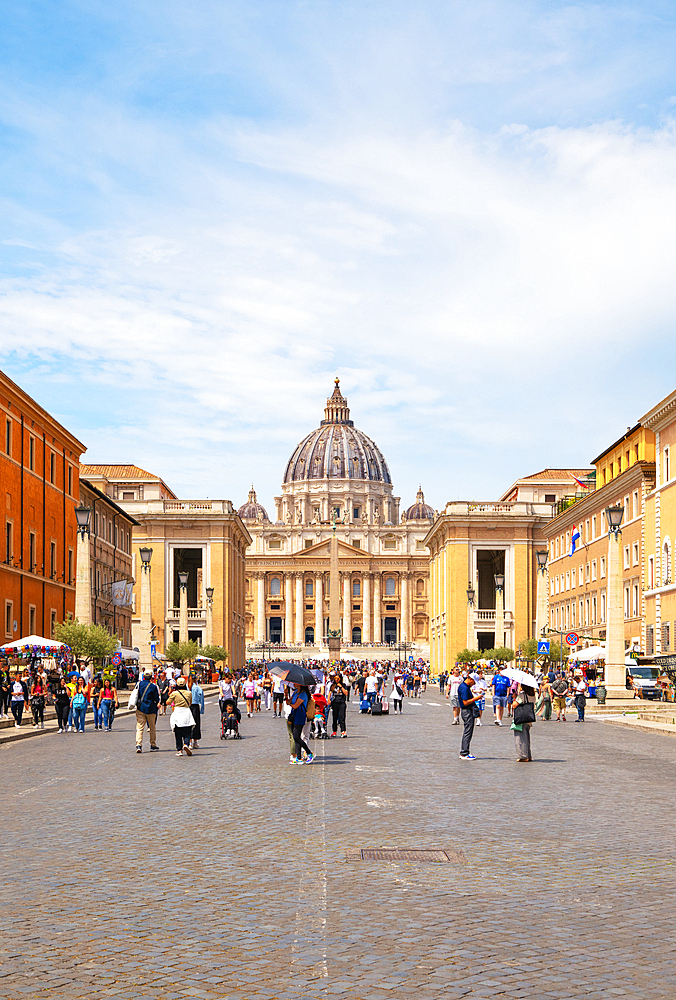 View from Via della Conciliazione to Saint Peter's Basilica, UNESCO, Vatican City, Rome,Lazio, Italy