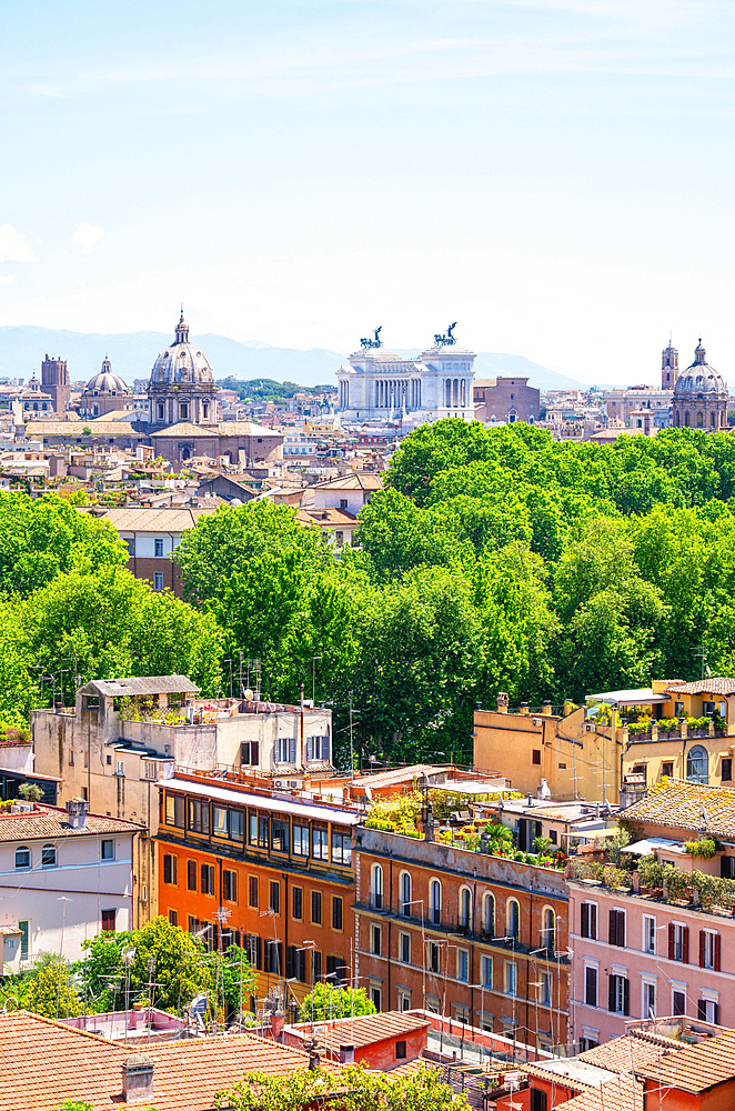 Rome skyline as seen from Gianicolo (Janiculum) Hill, Rome, Lazio, Italy