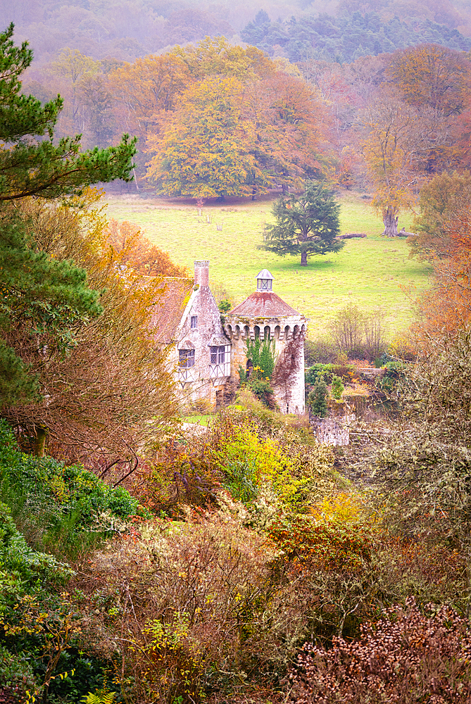 Old Scotney Castle in the autumn, Kent, England