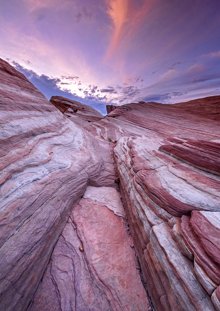 Fire Wave at sunset, Valley of Fire State Park, Nevada, United States of America, North America