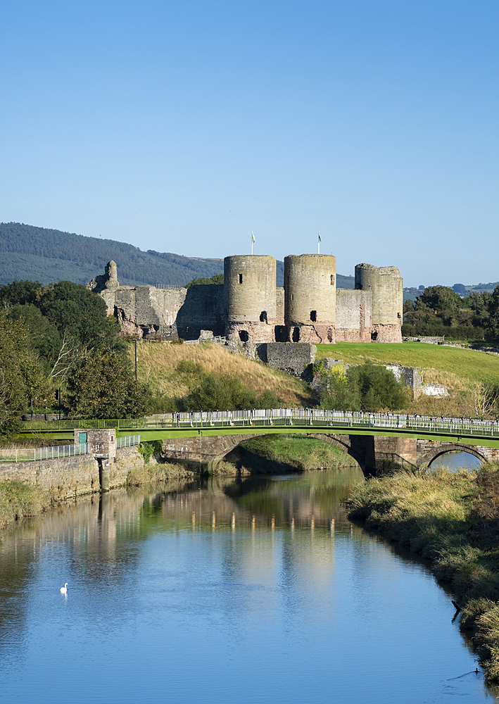 Rhuddlan Castle and the River Clwyd, Rhuddlan, Denbighshire, North Wales, UK