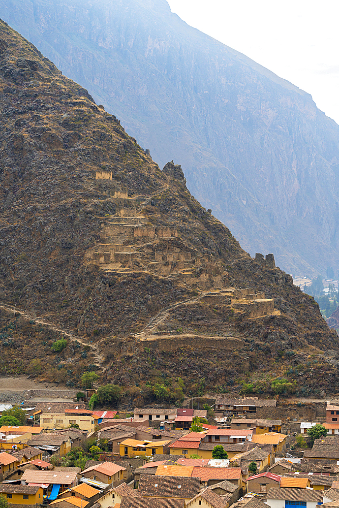 Archaeological site of former Inca site at Pinkulluna, Ollantaytambo, Ollantaytambo District, Sacred Valley, Urubamba Province, Cusco (Cuzco) Region, Peru, South America