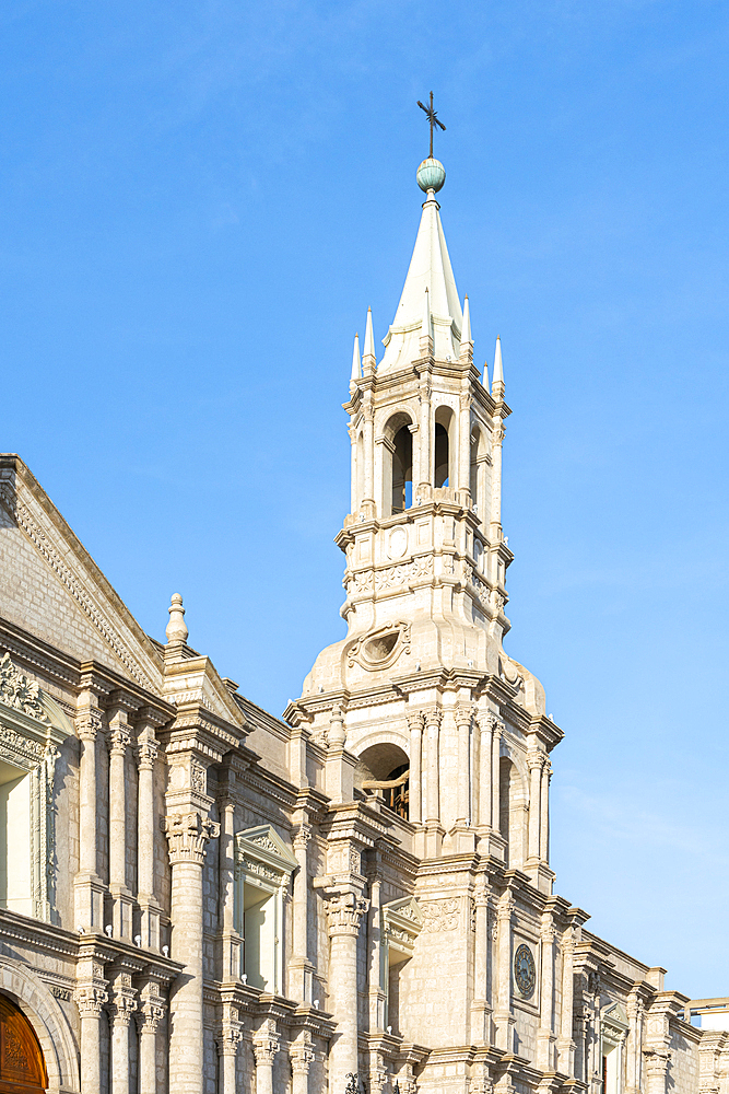 Tower of Basilica Cathedral of Arequipa, UNESCO World Heritage Site, Arequipa, Peru, South America