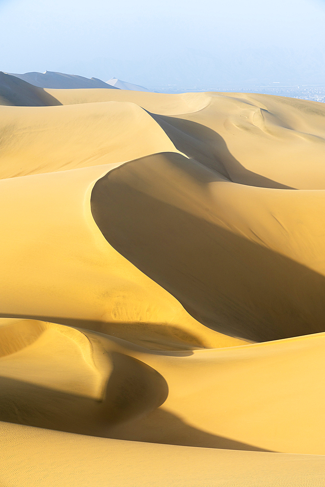 Sand dunes in desert, Huacachina, Ica District, Ica Province, Ica Region, Peru, South America