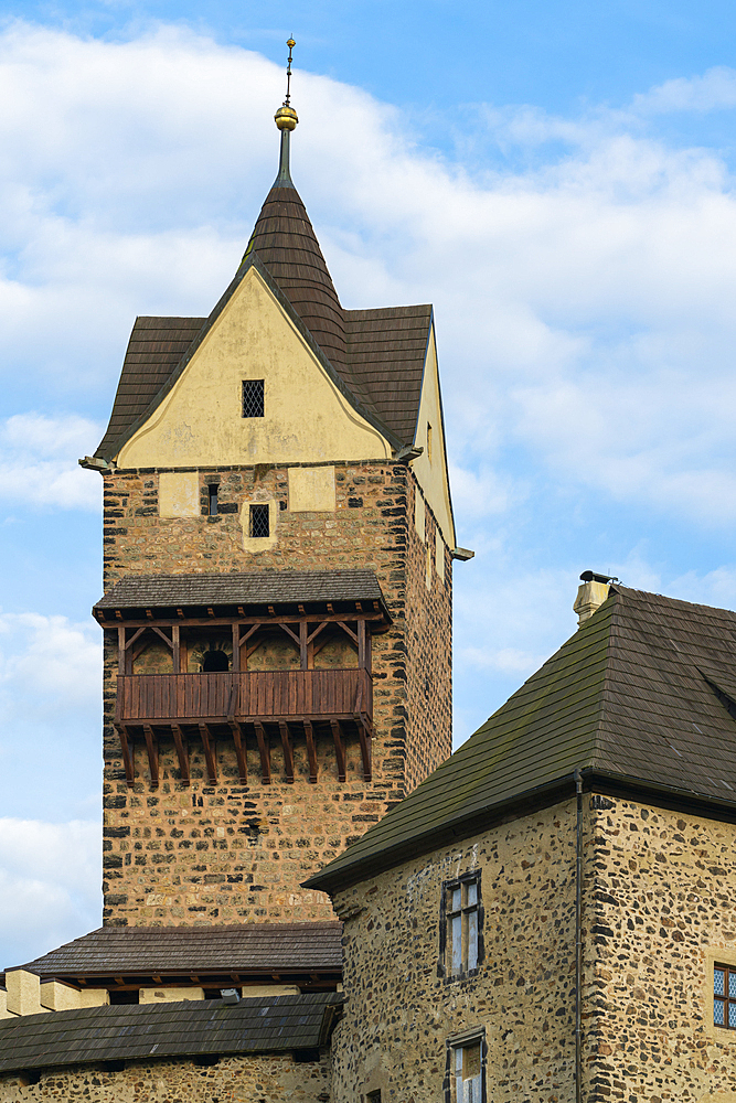 Detail of Tower of Loket Castle, Loket, Czech Republic (Czechia), Europe