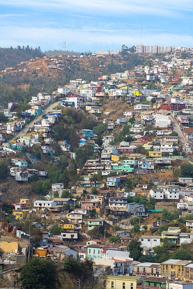 Colorful houses, Valparaiso, Valparaiso Province, Valparaiso Region, Chile, South America